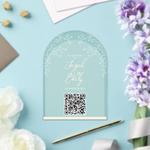 Boda acrílico estilo arco Invitación al código QR