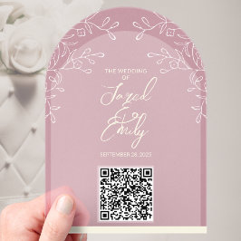 Boda acrílico estilo arco Invitación al código QR
