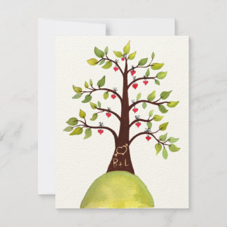 Boda Acuarela Amor Árbol tallado Invitación
