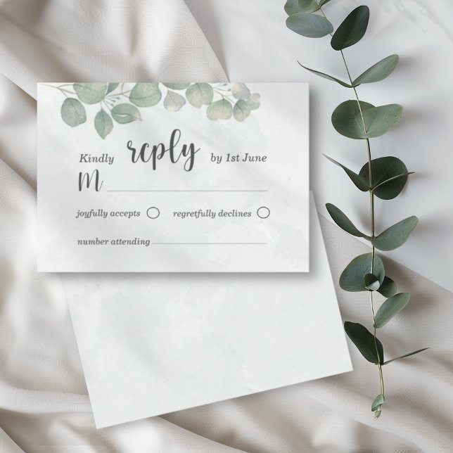 Boda acuarela eucalipto verde salvia RSVP (Subido por el creador)