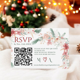 Boda acuarela floral de invierno Código QR RSVP