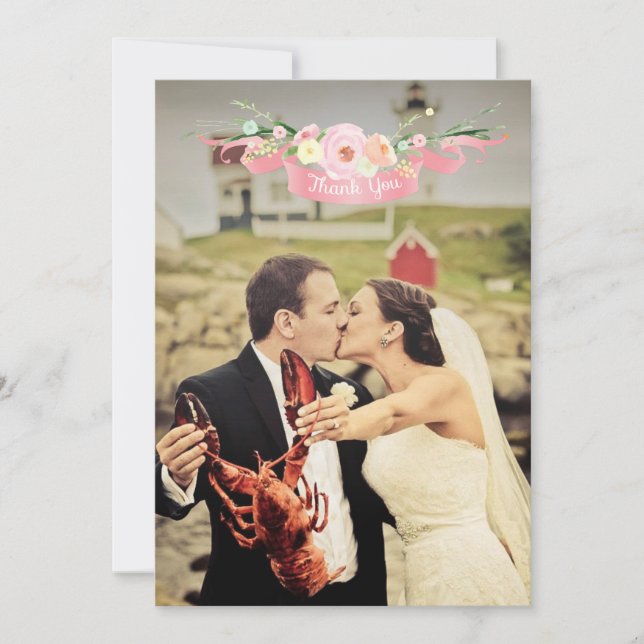 Boda acuarela Floral Foto Tarjetas de agradecimien (Anverso)