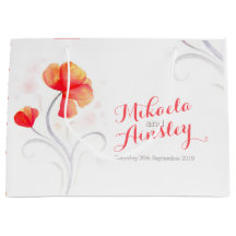 Boda acuarela parejas naranja nombre bolsa de rega