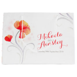 Boda acuarela parejas naranja nombre bolsa de rega