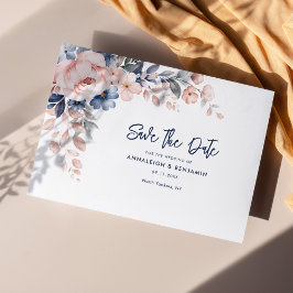 Boda acuarela rosa floral Guardar la fecha