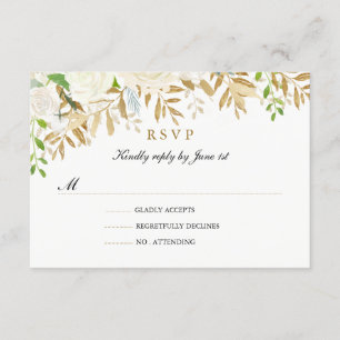Boda acuática de la hoja floral de oro RSVP