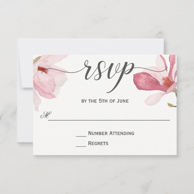 Boda acuática de Magnolias rosadas RSVP (Anverso)