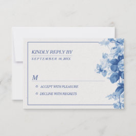 Boda acuática floral azul moderna RSVP