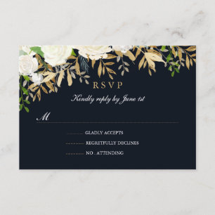 Boda acuática floral de oro de la marina RSVP