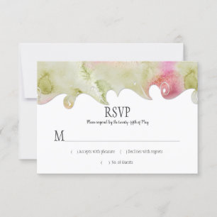 Boda acuática moderna rosa y verde RSVP