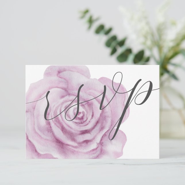 Boda acuática rosa rosa rosa floral RSVP (Anverso de pie)