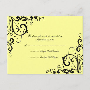 Boda amarilla y negra floreciente RSVP