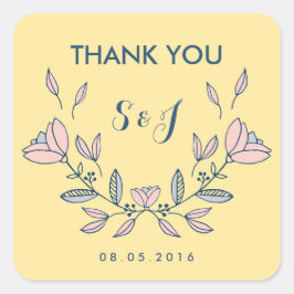 Boda Amarillo De Flor Vintage Gracias Pegatina