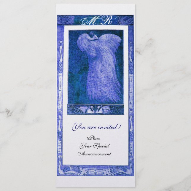 BODA AMOR DE PEACOCK MONOGRAM Programa Blanco Azul (Anverso)