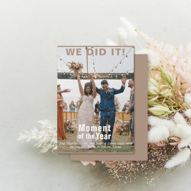 Boda Añadir tarjeta de portada de la revista Photo (Wedding Add Photo Fun Magazine Cover Announcement Card (front and back))