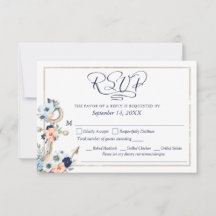 Boda Ancla Náutica Azul Marina Melocotón Menú RSVP