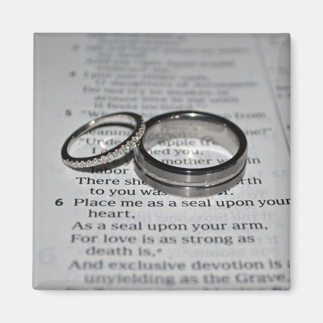 Boda Anillos Biblia Verse Imán (Frente)