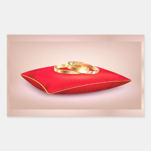 Boda Anillos Pegatina rectangular