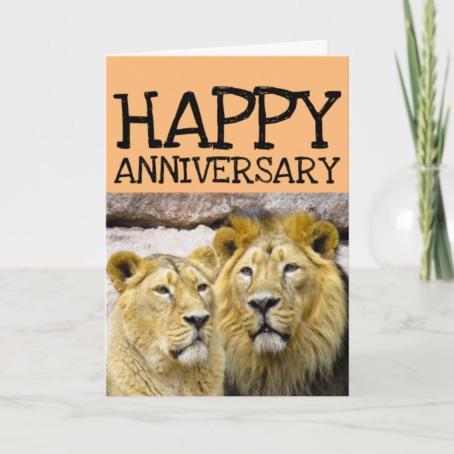 BODA ANIVERSARIO LION COUPLE GRAN TARJETA PARA ELL (Anverso)