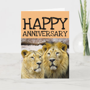 BODA ANIVERSARIO LION COUPLE GRAN TARJETA PARA ELL