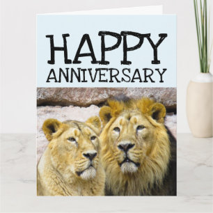 BODA ANIVERSARIO LION COUPLE GRAN TARJETA PARA ELL