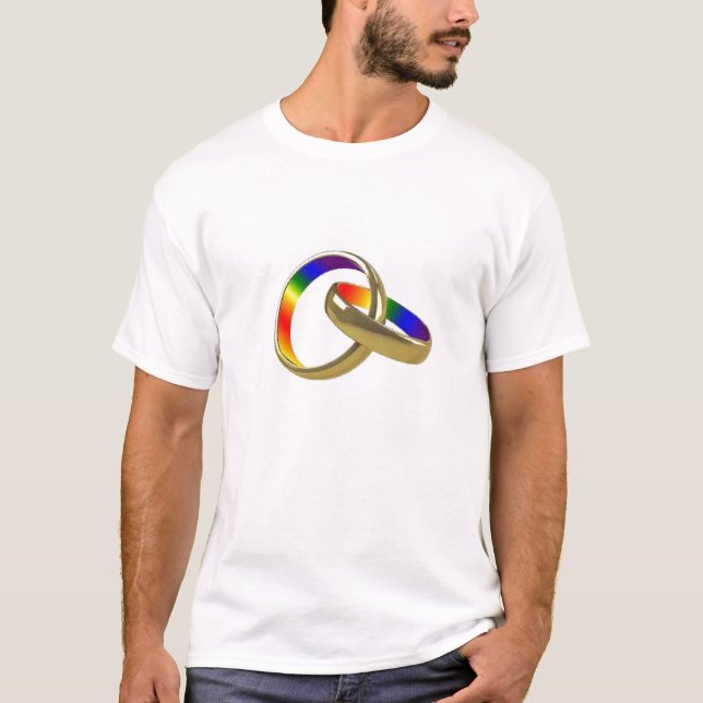 boda arcoiris anillos camiseta de igualdad matrimo (Anverso)