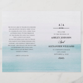 Boda azul acuarela. Elegante programa plegado