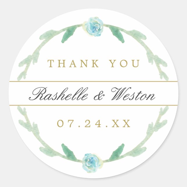 Boda azul azul verde gracias a los Pegatinas (Anverso)