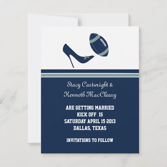 Boda Azul De Fútbol Salva La Invitación De La Fech (Anverso)