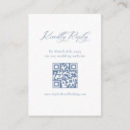 Boda azul francesa RSVP Código QR Tarjeta de inscr