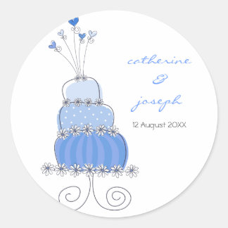 Boda azul Pastel Gracias Pegatina de etiquetas de
