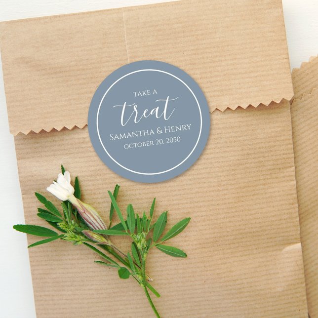 Boda Azul Polvoriento Simple Caligrafía Etiqueta R (Subido por el creador)