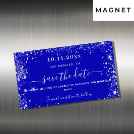 Boda azul real de plata salva el imán de fecha