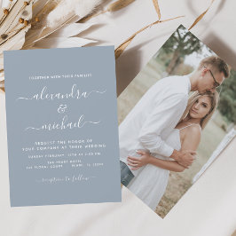 Boda azul turbio con invitación fotográfica