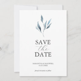 Boda azul turbio Invitaciones de hojas de acuarela