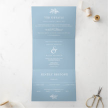 Boda azul turbulento Tri-Fold Invitaciones RSVP