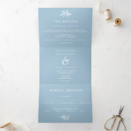 Boda azul turbulento Tri-Fold Invitaciones RSVP