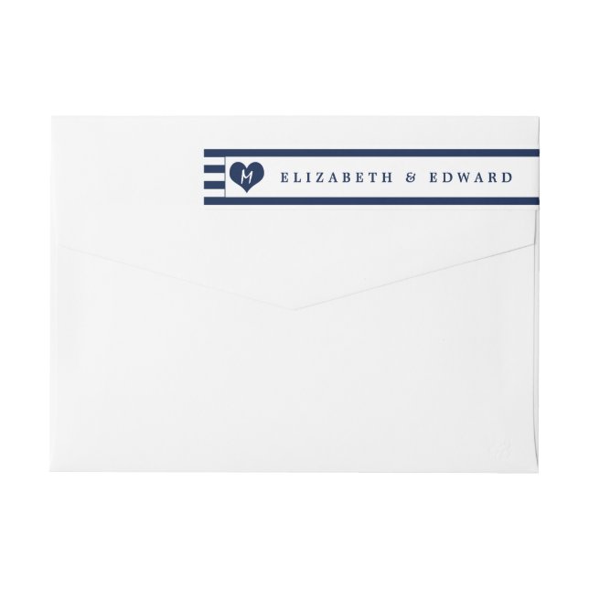 Boda azul y blanco de la Marina de Moda moderna (Reverso)