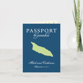 Boda azul y verde pasaporte invitación a Aruba