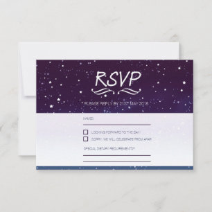 Boda bajo las estrellas RSVP cielo nocturno azul