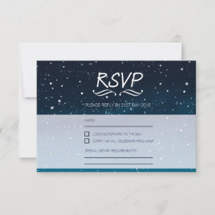 Boda bajo las estrellas RSVP cielo nocturno azul