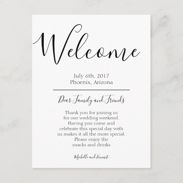 Boda Bienvenida Nota Itineraria Favor Etiqueta De  (Anverso)