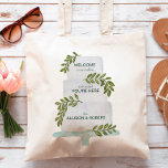 Boda Bienvenido a la bolsa de té con Ilustracion d<br><div class="desc">Esta torta boda de bonito con una acuarela de color verde hace que sea una bonita bolsa de bienvenida para su boda. Puede personalizar de todo el texto para su evento.</div>