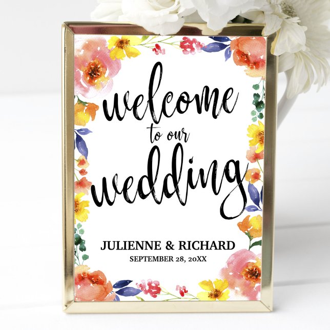 Boda Bienvenidos Boho Floral Rótulo asequible (Subido por el creador)