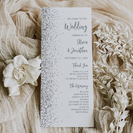 Boda Blanca Escritura Moderna Plateada Brillante