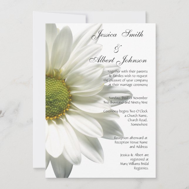 Boda blanca gran invitación al margarita (Anverso)