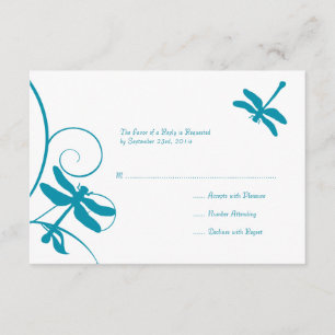 Boda blanca y azul de la libélula RSVP