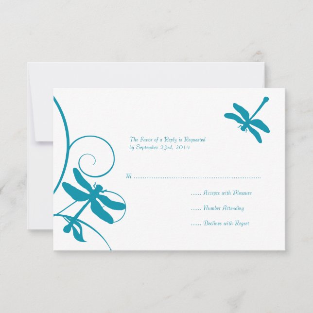 Boda blanca y azul de la libélula RSVP (Anverso)