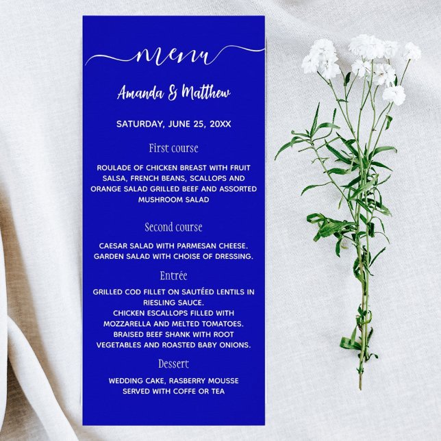 Boda blanco azul real del menú (Subido por el creador)