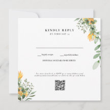 Boda blanco de girasol moderno Código QR RSVP